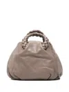 Hereu Bombon Leather Tote Bag In Gray