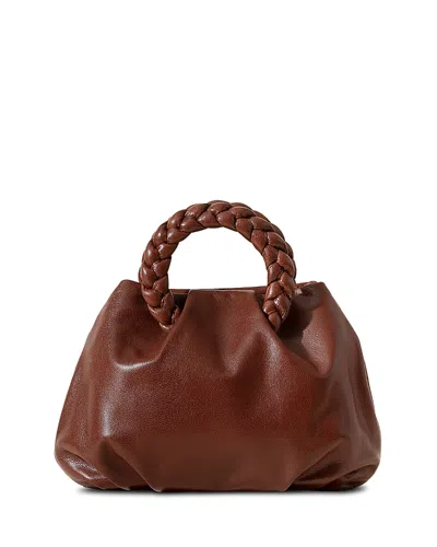 Hereu Bombon M Supple Shiny Leather Pleated Crossbody In Chestnut