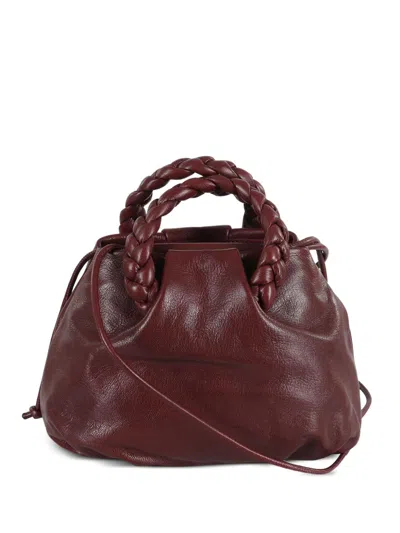 Hereu Bombon Medium Leather Handbag In Burgundy