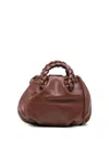 Hereu Small Leather Handbag Braided Handles In Brown