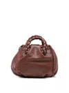 Hereu Braided Handle Shoulder Bag With Long Strap In Brown