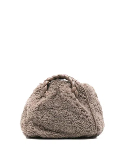 Hereu Bon Bon Shearling Mini Bag In Gray