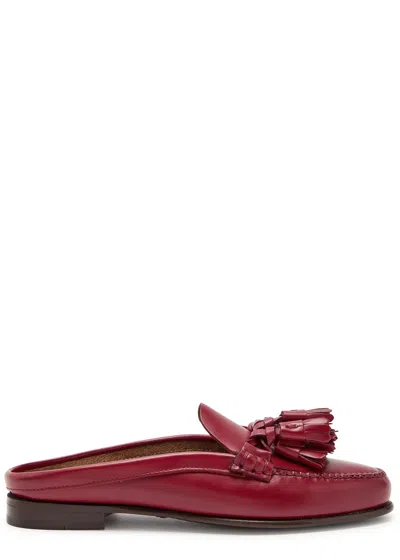 Hereu Borlada Tassled Leather Mule Loafers In Red
