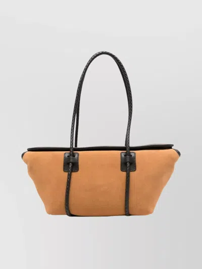 Hereu Braided Strap Suede Shoulder Bag In Orange