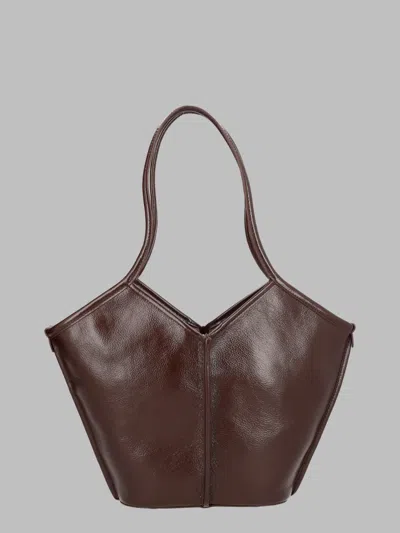 Hereu Brown Structured Calf Leather Shoulder Bag