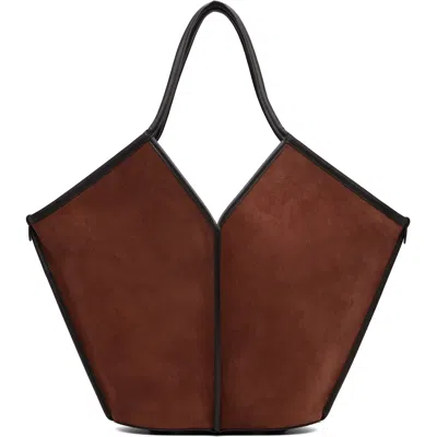 Hereu Brown Calella Suede Tote In Dark Brown
