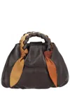 Hereu Brown Lambskin Braided Handle Shoulder Bag In Brown