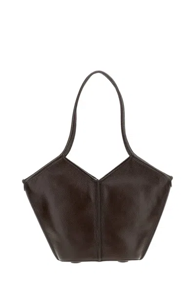 Hereu Brown Leather Calella S Tote Bag