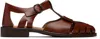 Hereu Light Brown Leather Fishing Shoes With Adjustable Strap In Brown