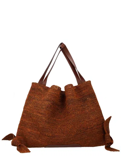 Hereu Brown Raffia Leather Bag