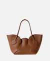 Hereu Sepal Round-profile Calfskin Shoulder Bag In Brown