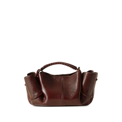 Hereu Mini Leather Handbag Gathered Detailing In Brown