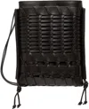 Hereu Flat Square Woven Crossbody Bag In Dark Brown