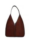 Hereu Brown Triangular Leather Suede Shoulder Bag In Black