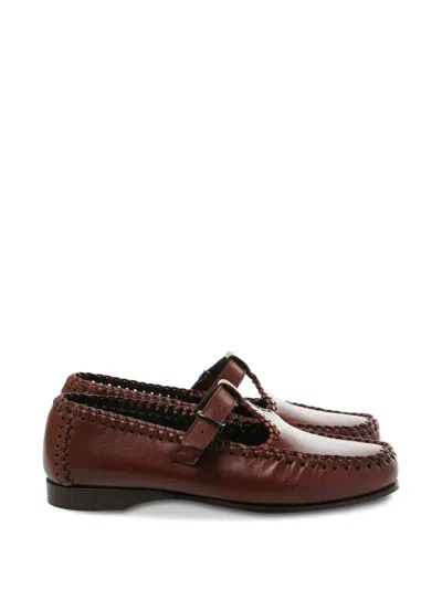 Hereu Buckle Braided Shoes In Brown