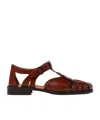 Hereu Light Brown Leather Fishing Shoes With Adjustable Strap In Brown