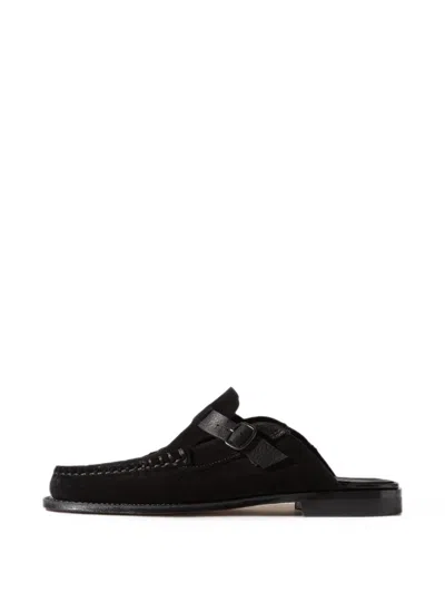 Hereu Buckle-strap Suede Mules In Black