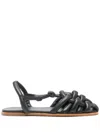 Hereu Cabersa 2 Sandals Braided Design Flat In Black