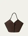 Hereu Calella Distressed Leather Shoulder Bag In Dk Brown