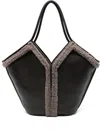 Hereu Calella Curly Leather Shearling-trimmed Tote Bag In Brown
