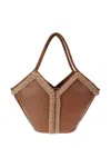 Hereu Shearling-trimmed Leather Tote Bag In Brown