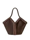 Hereu Shearling-trimmed Leather Shoulder Bag In Brown