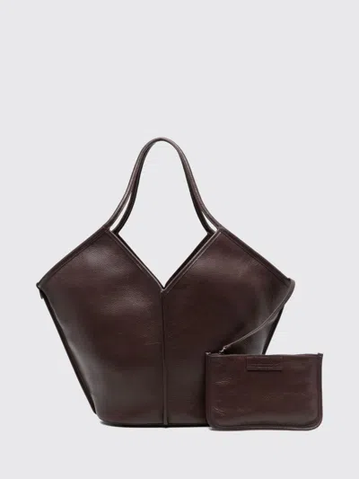 Hereu Calella Distressed Calfskin Tote Bag With Inner Pouch In Brown