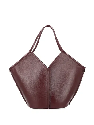Hereu Calella Distressed Handle Tote Bag In Burgundy