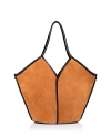 Hereu Calella Extra Large Suede Tote In Tan/dark Brown