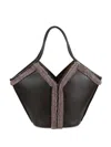 Hereu Calella Shearling Trimmed Leather Shoulder Bag In Black