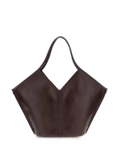 Hereu Calella Distressed Leather Tote Bag In Burgundy