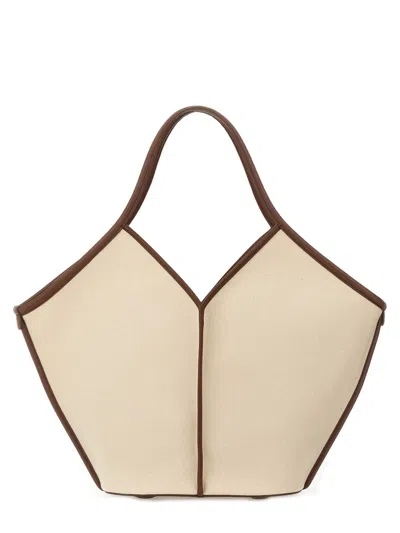 Hereu Calella - Leather-trimmed Organic Cotton Tote Bag In Beige