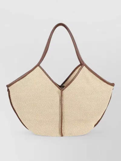Hereu Calella Raffia Tote Contrast Trim Handles In Neutral