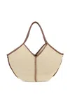 Hereu Calella Raffia Tote Contrast Trim Handles In Neutral