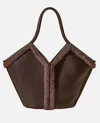 Hereu Shearling-trimmed Leather Shoulder Bag In Brown
