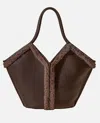 Hereu Shearling-trimmed Leather Shoulder Bag In Brown