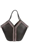 Hereu Calella Shearling Trimmed Leather Shoulder Bag In Black