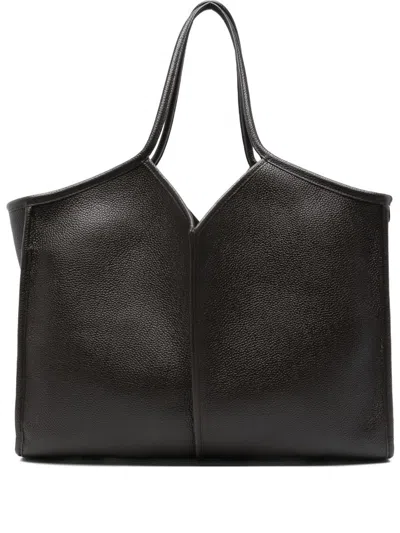 Hereu Calella Squared Medium Grainy Leather Bags In Black