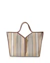 Hereu Calella Squared Striped Tote In Chestnut/silver