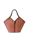 Hereu Calella Striped Raffia Tote In Orange/silver