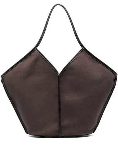 Hereu Calella Distressed Leather Shoulder Bag In Dk Brown