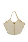 Hereu Cream White Linen Tote Bag With Leather Details In Neutral