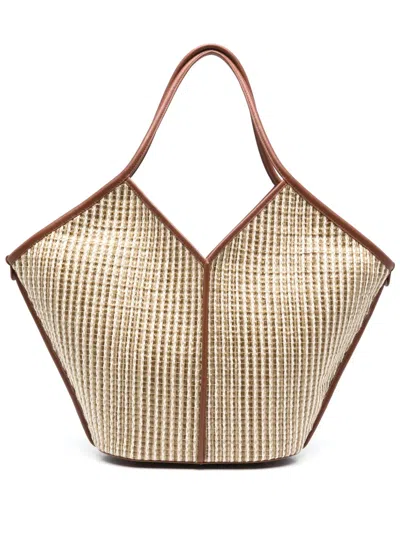 Hereu Calella Striped Rafia Tote Bag In Beige