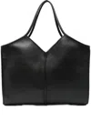 Hereu Calella Leather V-shaped Top Handle Tote Bag In Black
