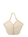 Hereu Cream White Linen Tote Bag With Leather Details In White