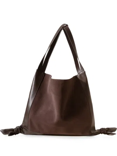 Hereu Calf Suede-panelled Calf Leather Shoulder Bag In Brown