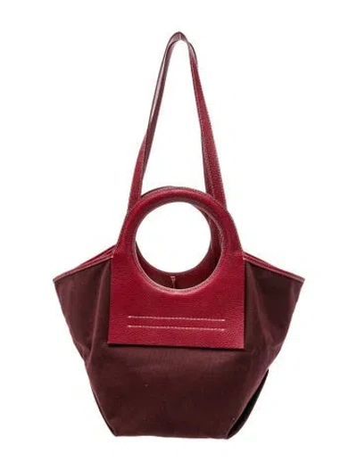 Pre-owned Hereu Canvas Top Handle Bag In Burgundy