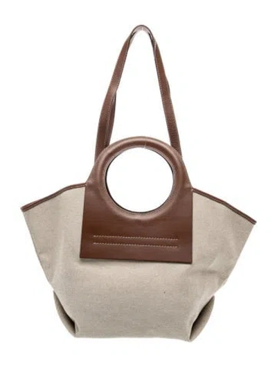 Pre-owned Hereu Canvas Top Handle Bag In Neutral