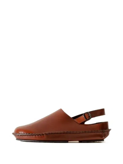 Hereu Cargol Whipstitch-detail Slingback Clogs In Brown