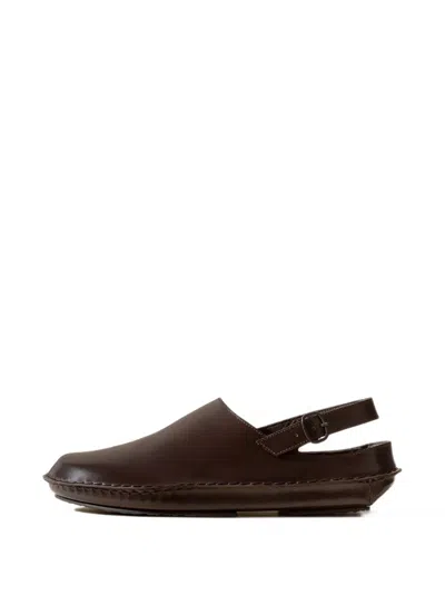 Hereu Cargol Whipstitched Slingback Clogs In Brown
